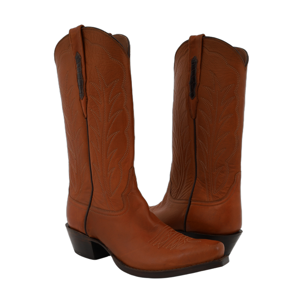 FACTORY SECOND LADIES COWBOY 13-2 BRITISH TAN ANILINE BURNISHED WINN STITCH TOE BUG 10 C