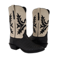 FS MEN'S BLACK NILE WHITE FINESSE FERN BK SMO OST INLAY COWBOY BOOT 12.5 EE