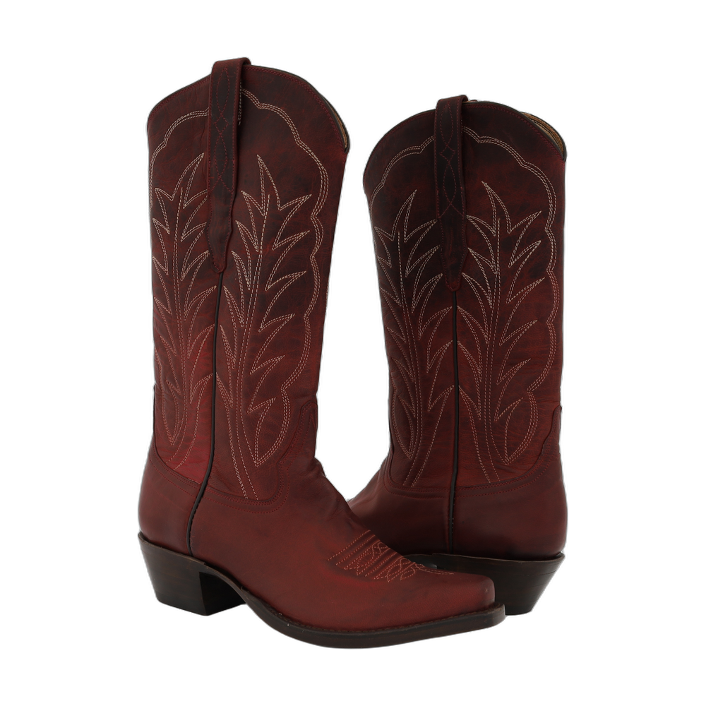 LADIES 13-2 RED MADDOG BROWN WINN STITCH COWBOY BOOT 7.5 C
