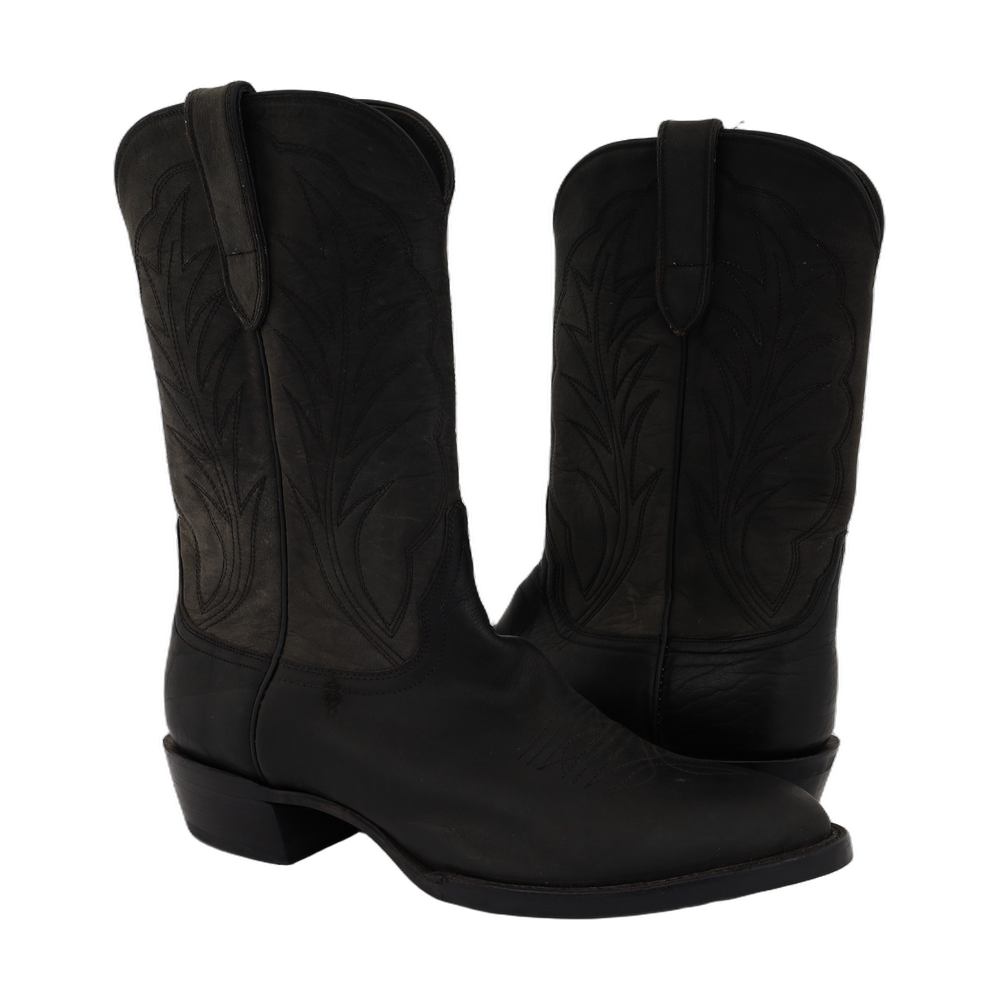 FS MEN'S 12-2.5 BLACK BISON BLACK MADDOG WINN STITCH TB COWBOY BOOT W/ MINI VIBRAM 12.5 EE