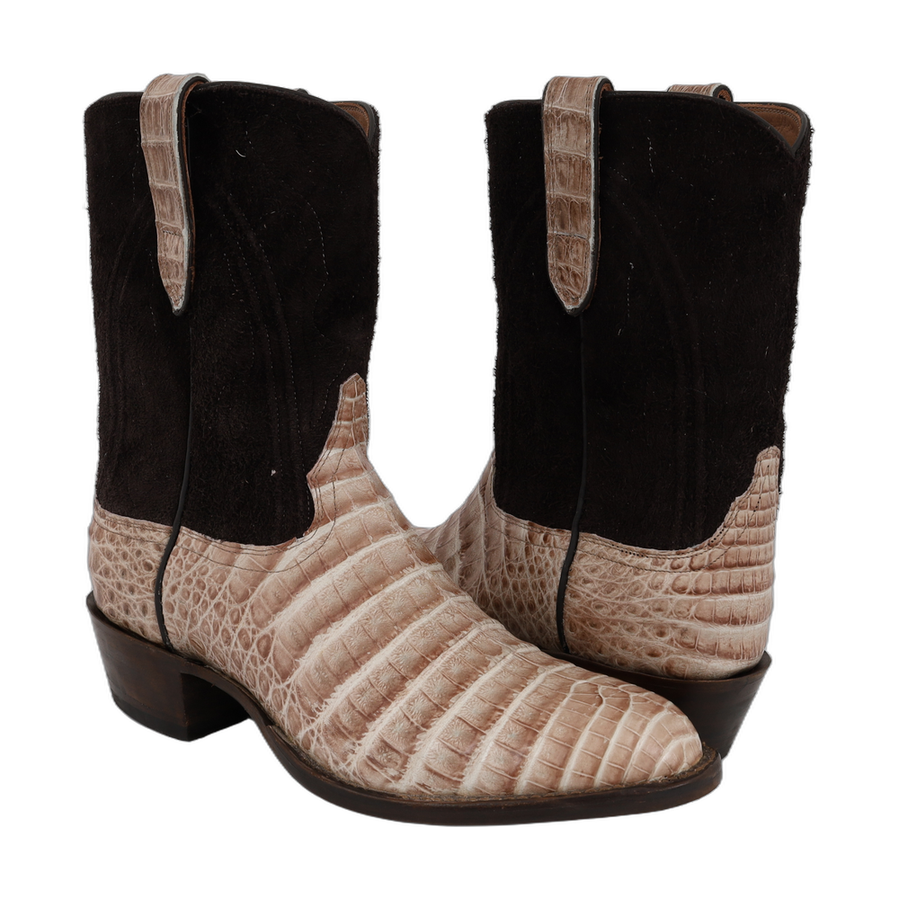 MENS 10-1 NATURAL CAIMAN CROC/CHOCOLATE MOTTO 12-2-3 COWBOY BOOT