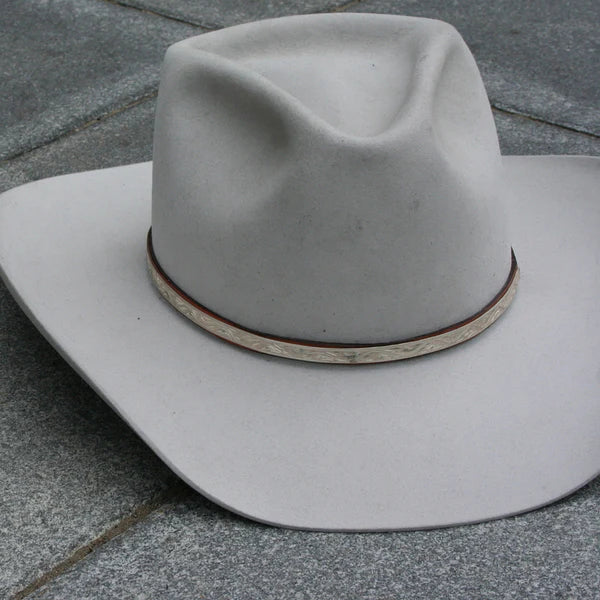 Montie Montana Sterling Silver Hatband on Natural Leather