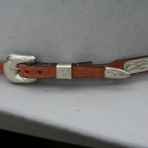 Montie Montana Sterling Silver Hatband on Natural Leather