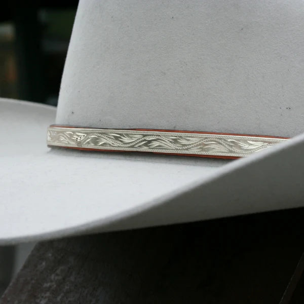 Montie Montana Sterling Silver Hatband on Natural Leather