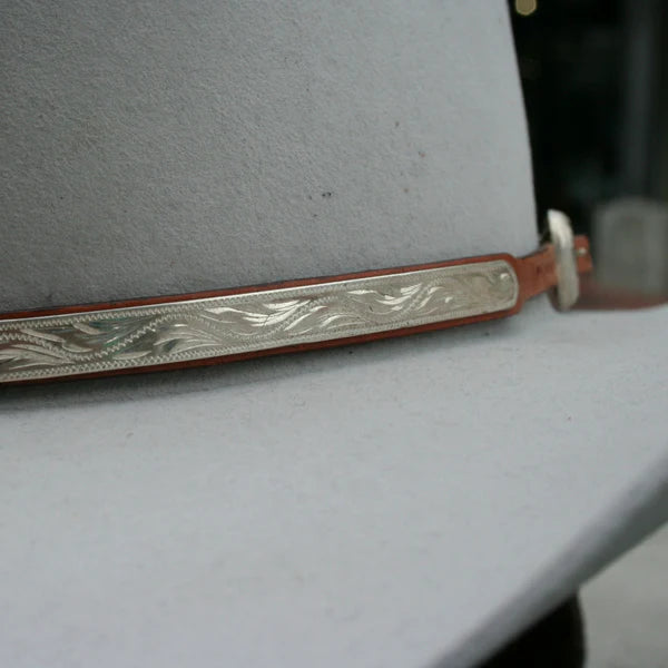 Montie Montana Sterling Silver Hatband on Natural Leather
