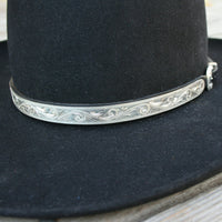 Montie Montana Wide Sterling Silver Hatband Black Leather