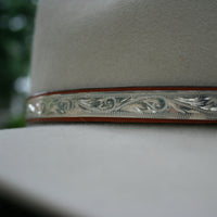 Montie Montana Wide Sterling Silver Hatband Natural Leather