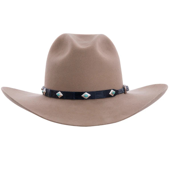 Blue Gator Hat Band with 9 Turquoise Stones & Sterling Silver Diamonds