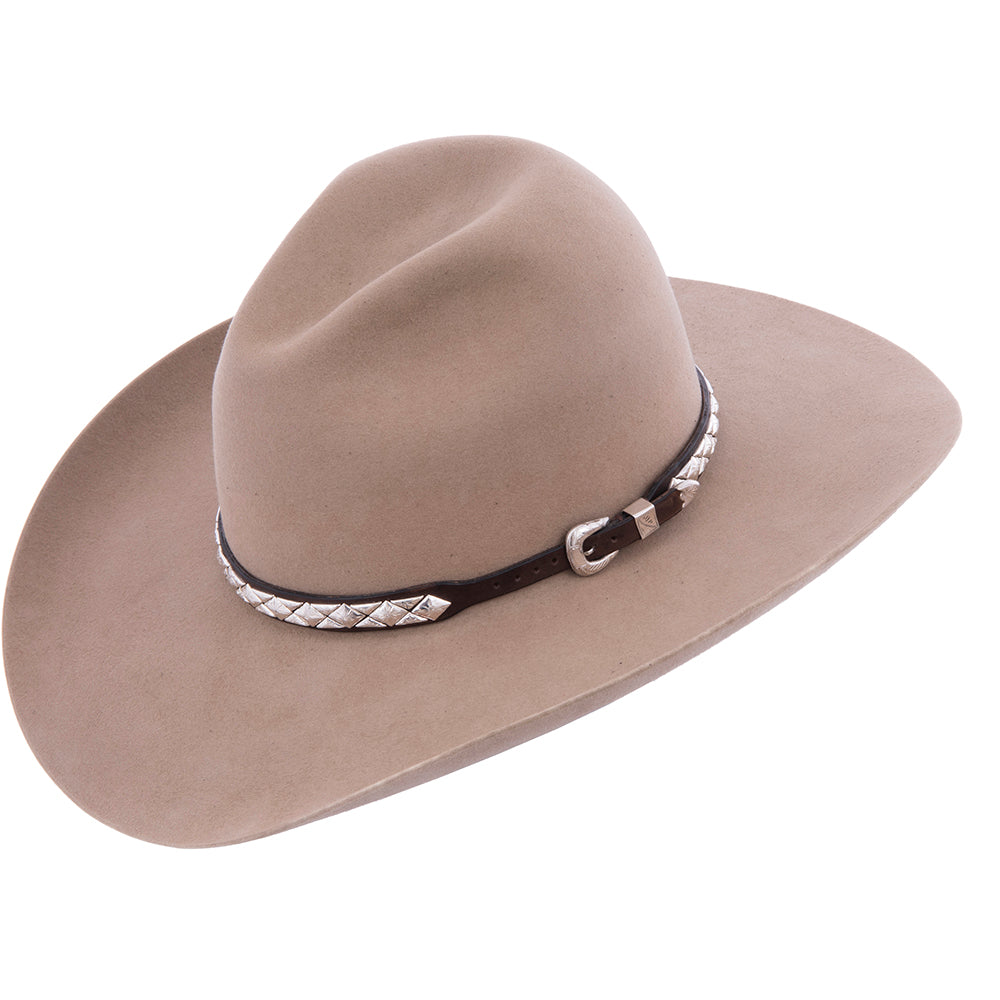 Diamond Half Diamond Hatband on Brown Leather