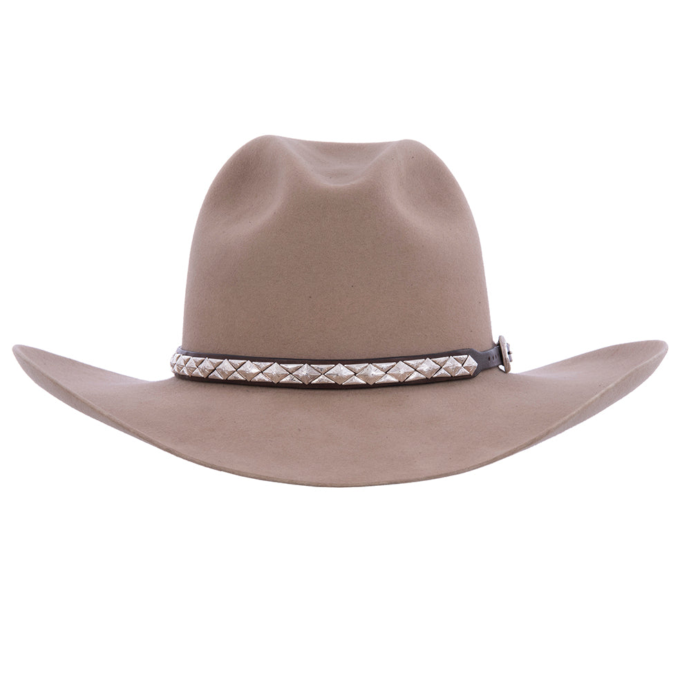 Diamond Half Diamond Hatband on Brown Leather