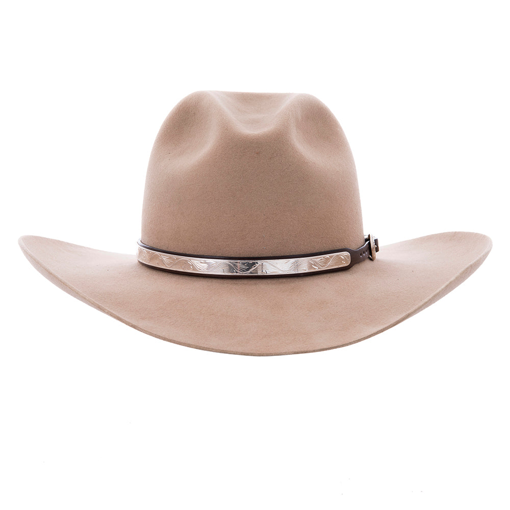 Montie Montana Wide Sterling Silver Hatband Chocolate Leather