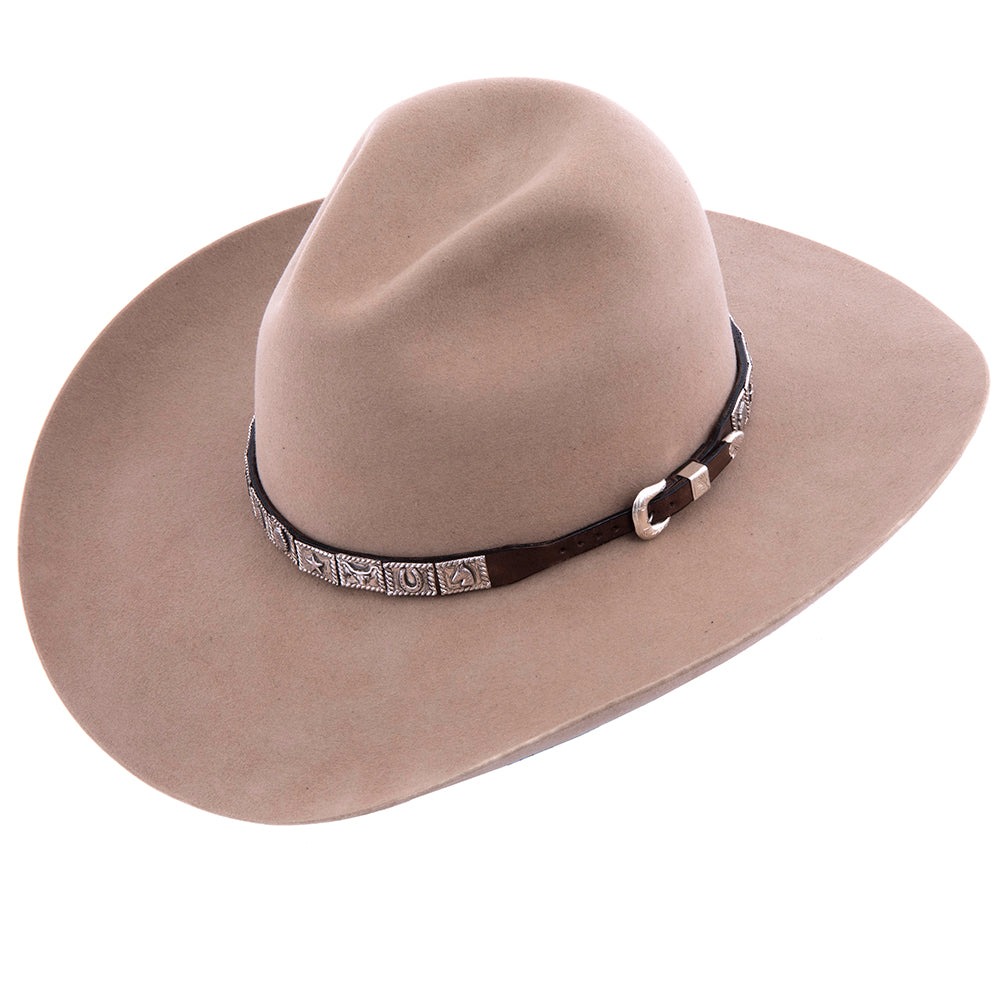 Storyteller Concho Hat Band On Brown Leather