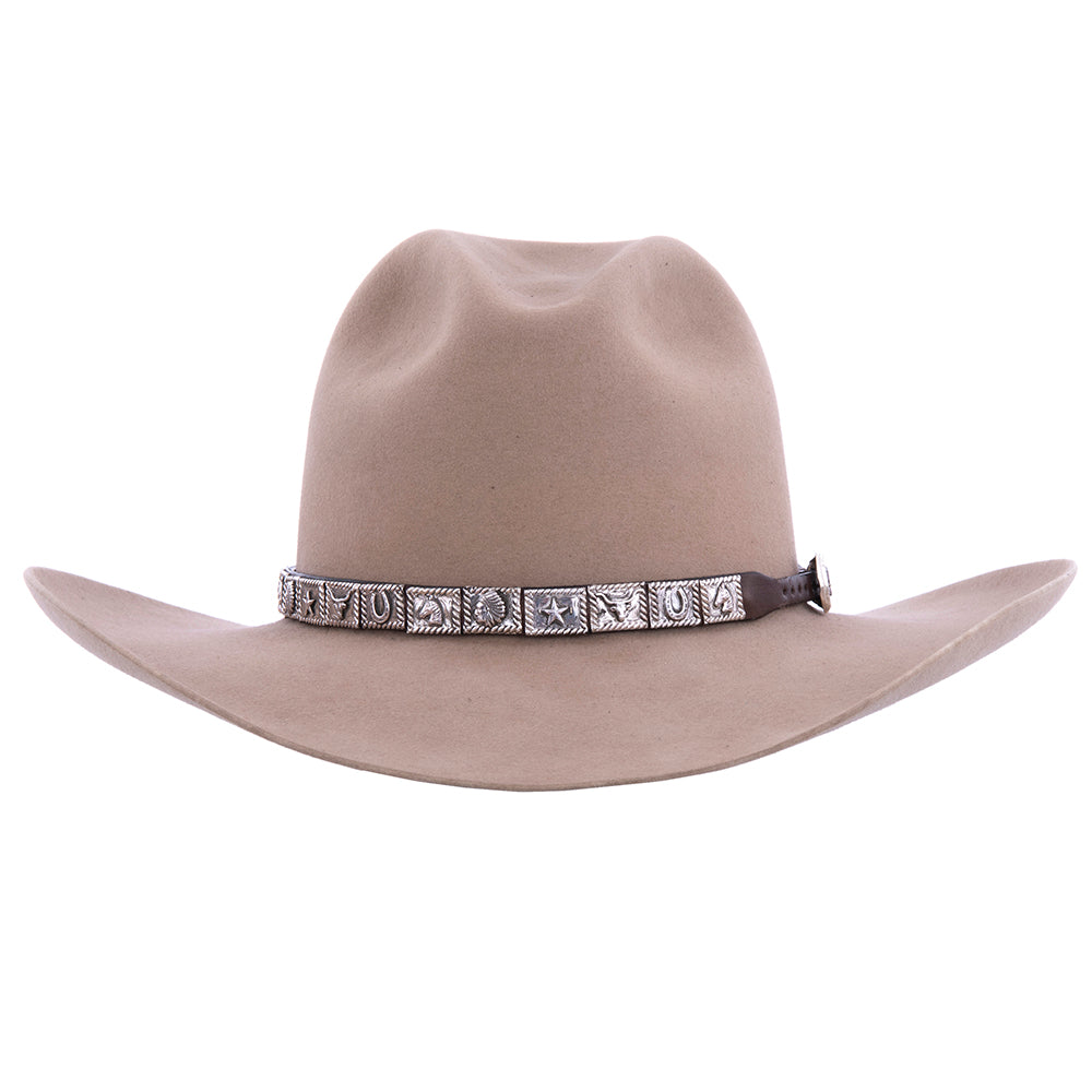 Storyteller Concho Hat Band On Brown Leather