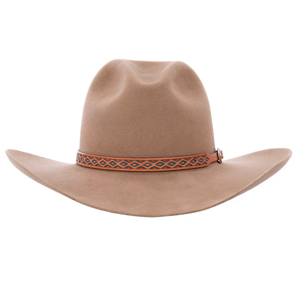 Antique Brown Hat Band with Turquoise Tooled Diamond & Half Diamond