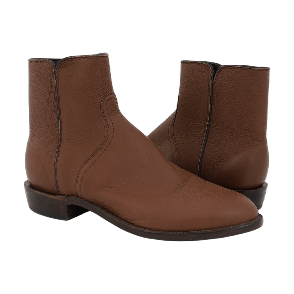 Men's Short Chocolate PU Cow Hide Roper with Butyl Sole