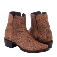Men's Short Tan Pebbled Bison Boot