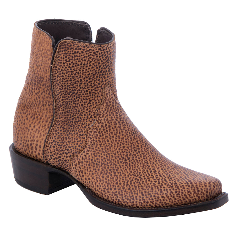 Men's Short Tan Pebbled Bison Boot