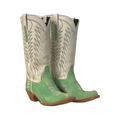 LADIES 13-2 PATRIZIO GREEN OSTRICH LEG WHITE FINESSE H005 COWBOY BOOT