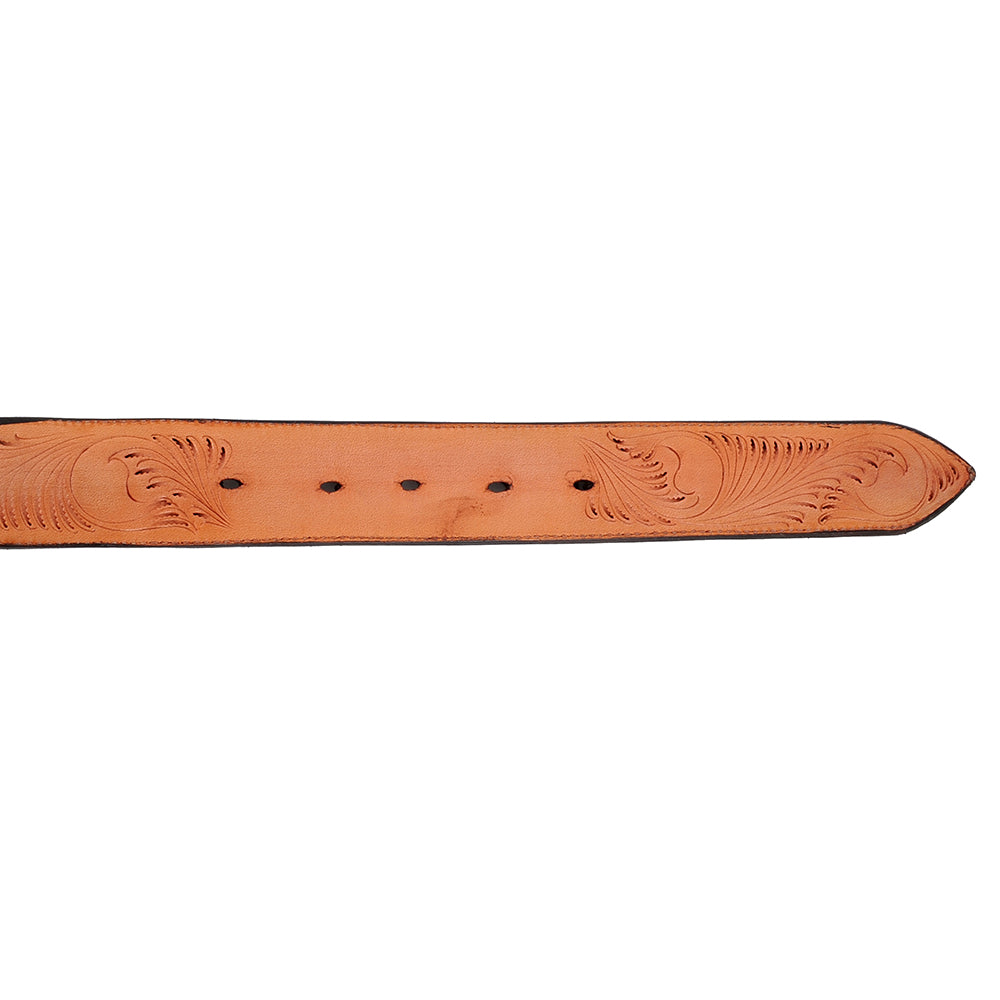 1 1/2" Chestnut Brown Alligator with Tooled Billets Belt