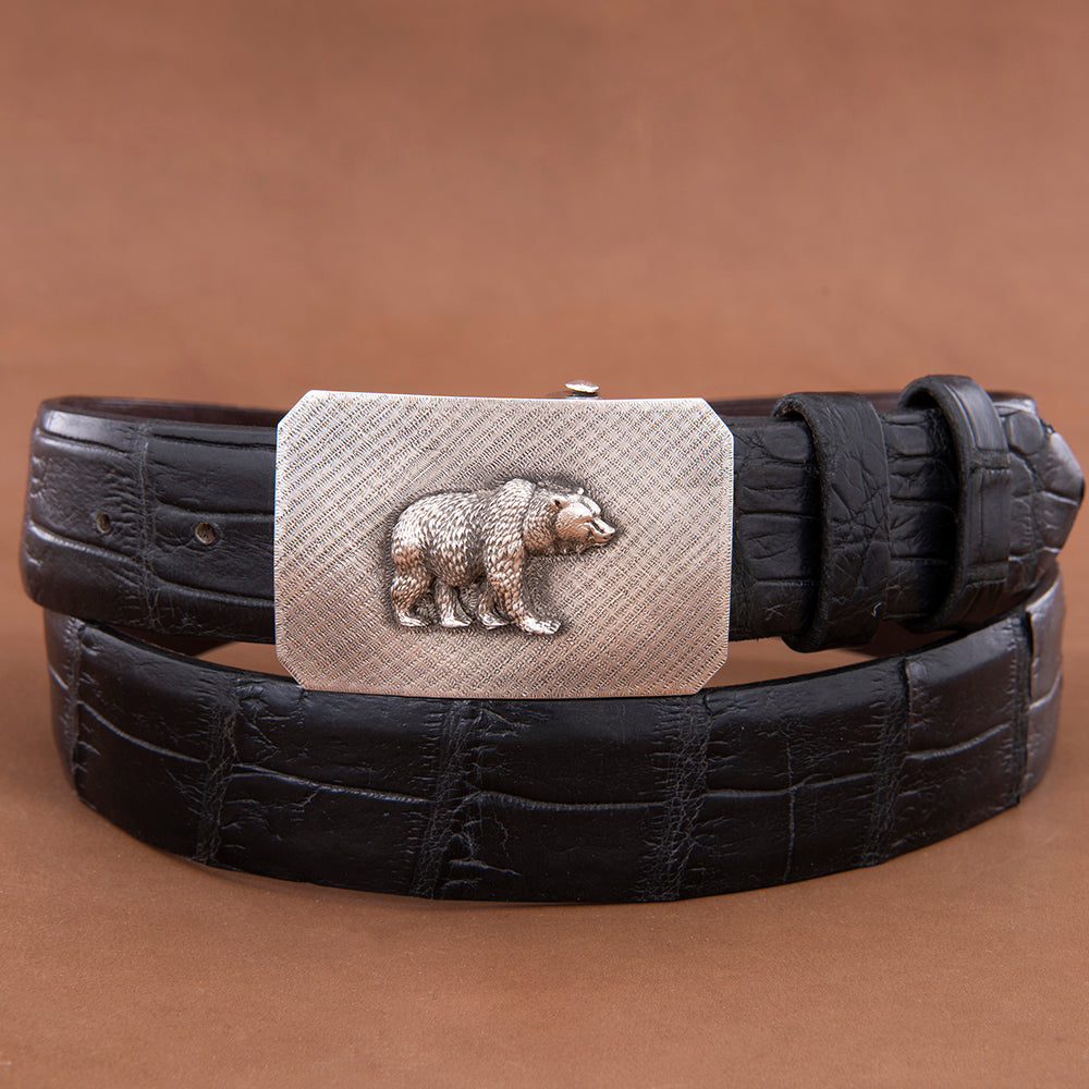 Mesa Heavy Matte Buckle with Grizzly Bear