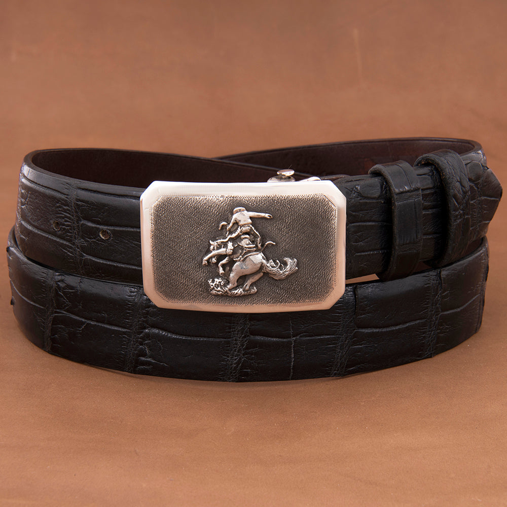 Mesa Heavy Matte Buckle with Grizzly Bear and High Polished Border