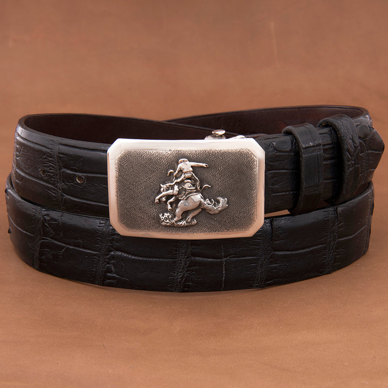 Mesa Heavy Matte Buckle with Grizzly Bear and High Polished Border