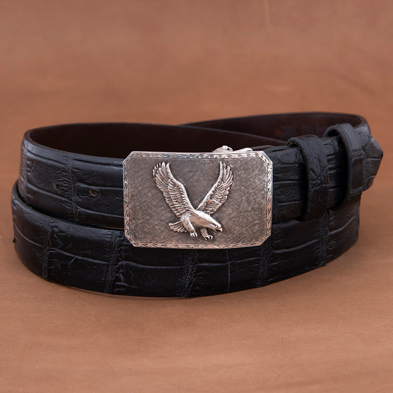 Mesa Crosshatch Buckle with Eagle and Saw Tooth Border