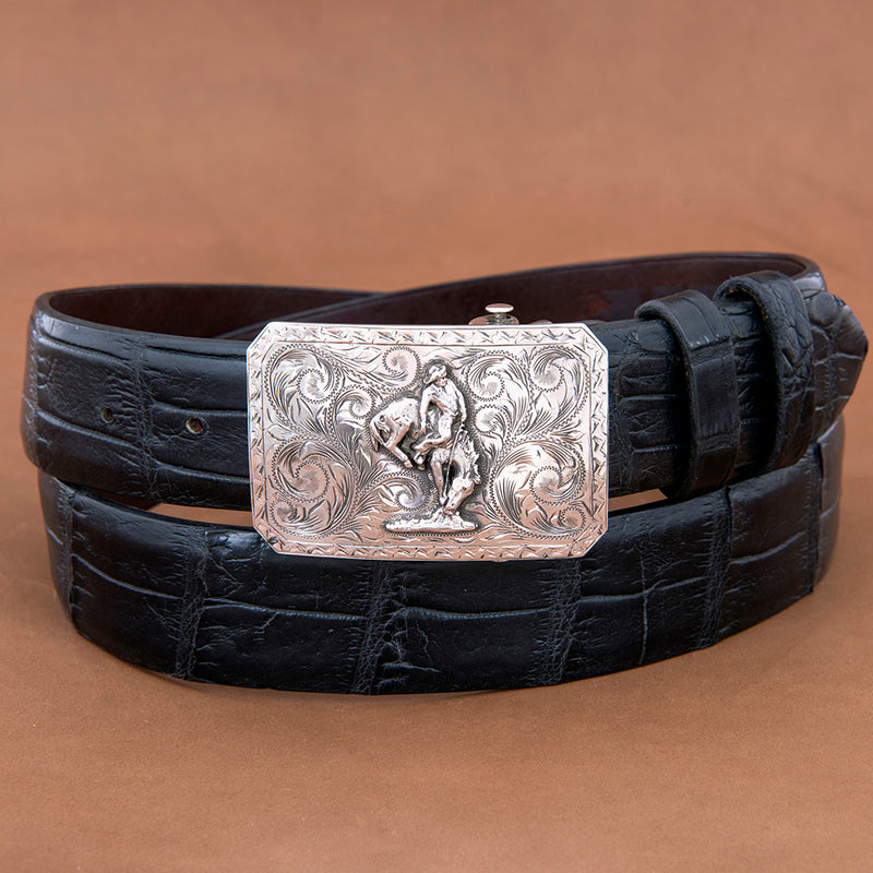 Mesa Western Buckle with Bronc and a Saw Tooth Border