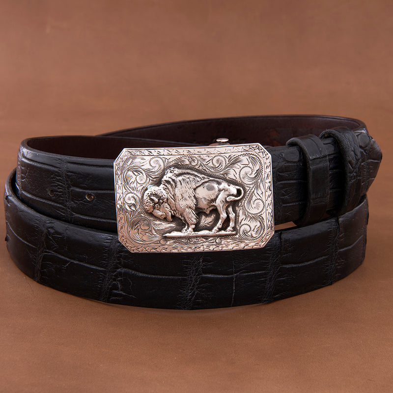 SST Mesa Engraved Buckle w/ Bison Saw Tooth Border