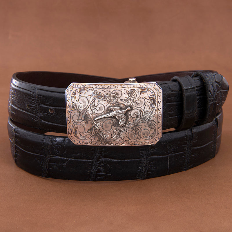SST Mesa Engraved Buckle w/Pheasant Saw Tooth Border