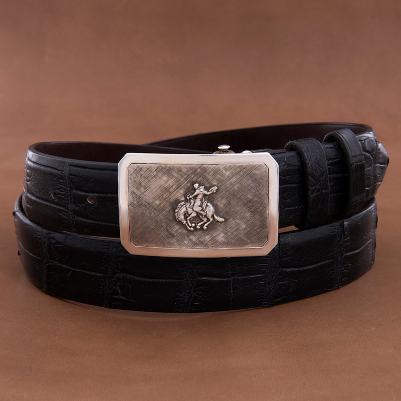 Plain Crosshatch Buckle with Bronc
