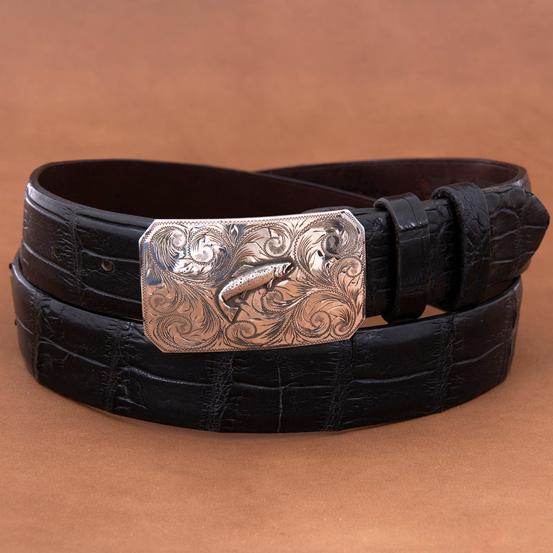 SST Plain Western Engraved Buckle w/Trout