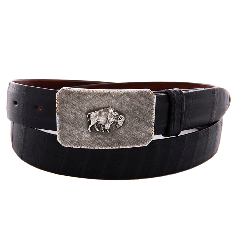 Plain Crosshatch Buckle with Bison