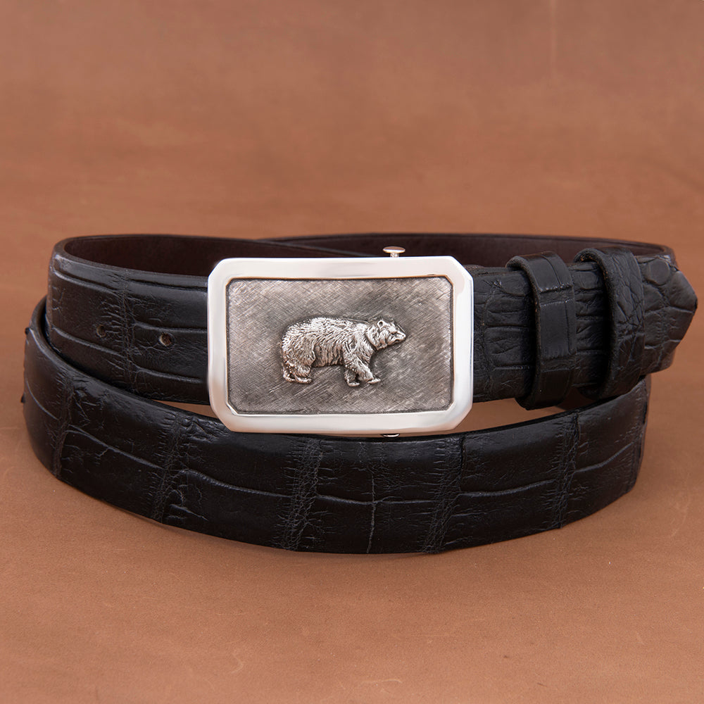 Ridge Crosshatch Buckle with Bear