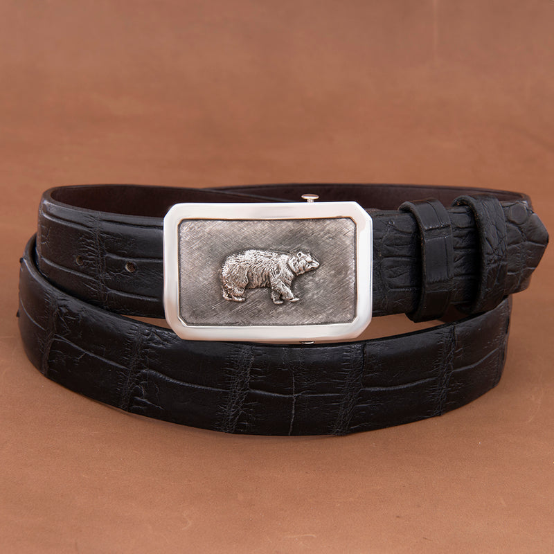 Ridge Crosshatch Buckle with Bear
