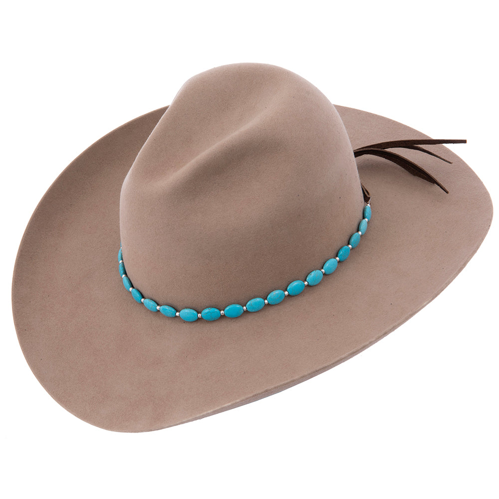 Oval Turquoise Stone Silver Bead Hat Band