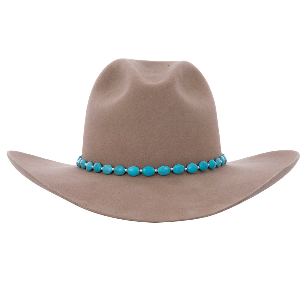 Oval Turquoise Stone Silver Bead Hat Band