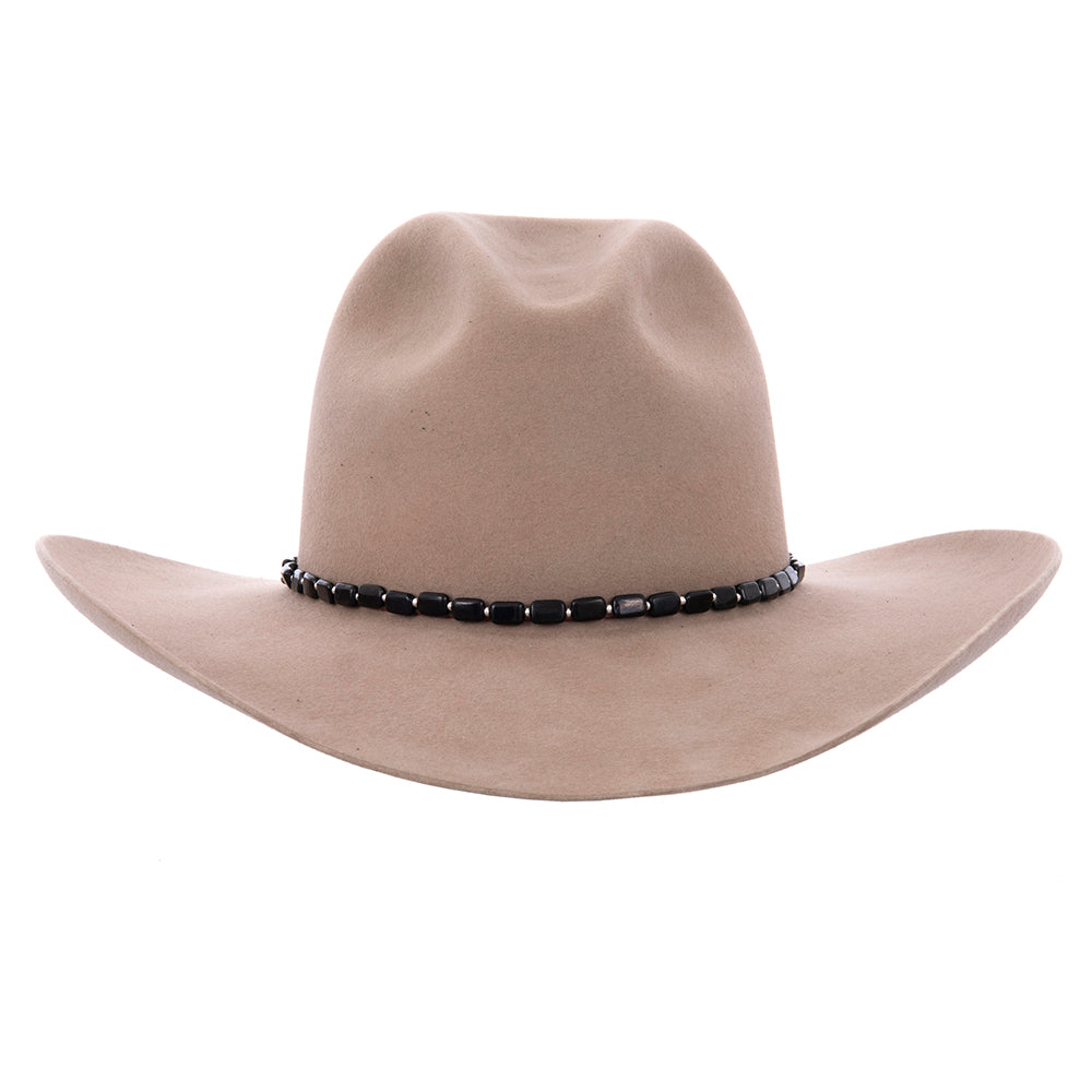 Rectangle Black Onyx Stone Silver Bead Hat Band