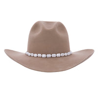 White Rectangle Fresh Water Pear Hatband with Silver Beads