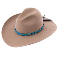 Square Chrysocolla Stone Hatband with Silver Beads