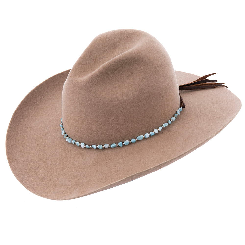 Natural Larimar Stone Hatband with Sterling Silver Beads