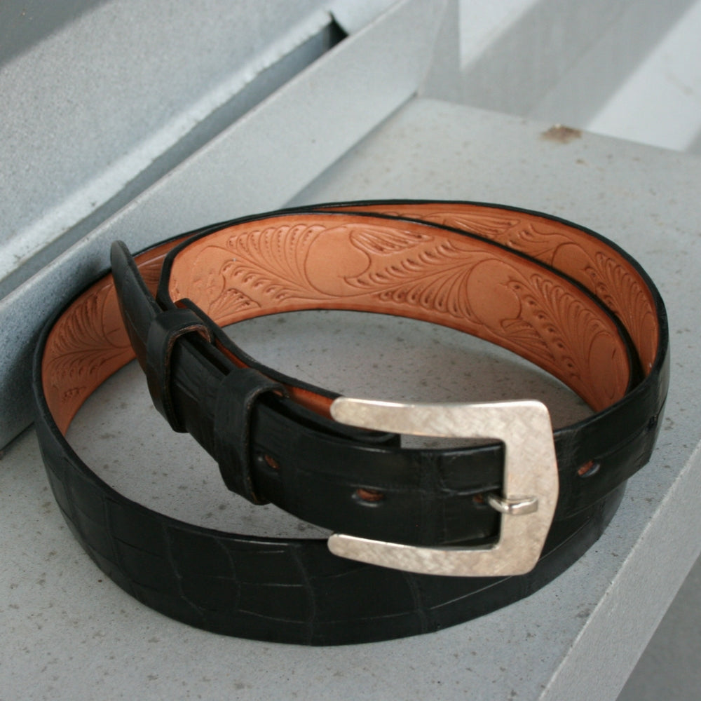 Matte Black Tapered Alligator Belt