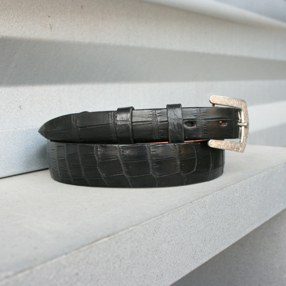 Matte Black Tapered Alligator Belt