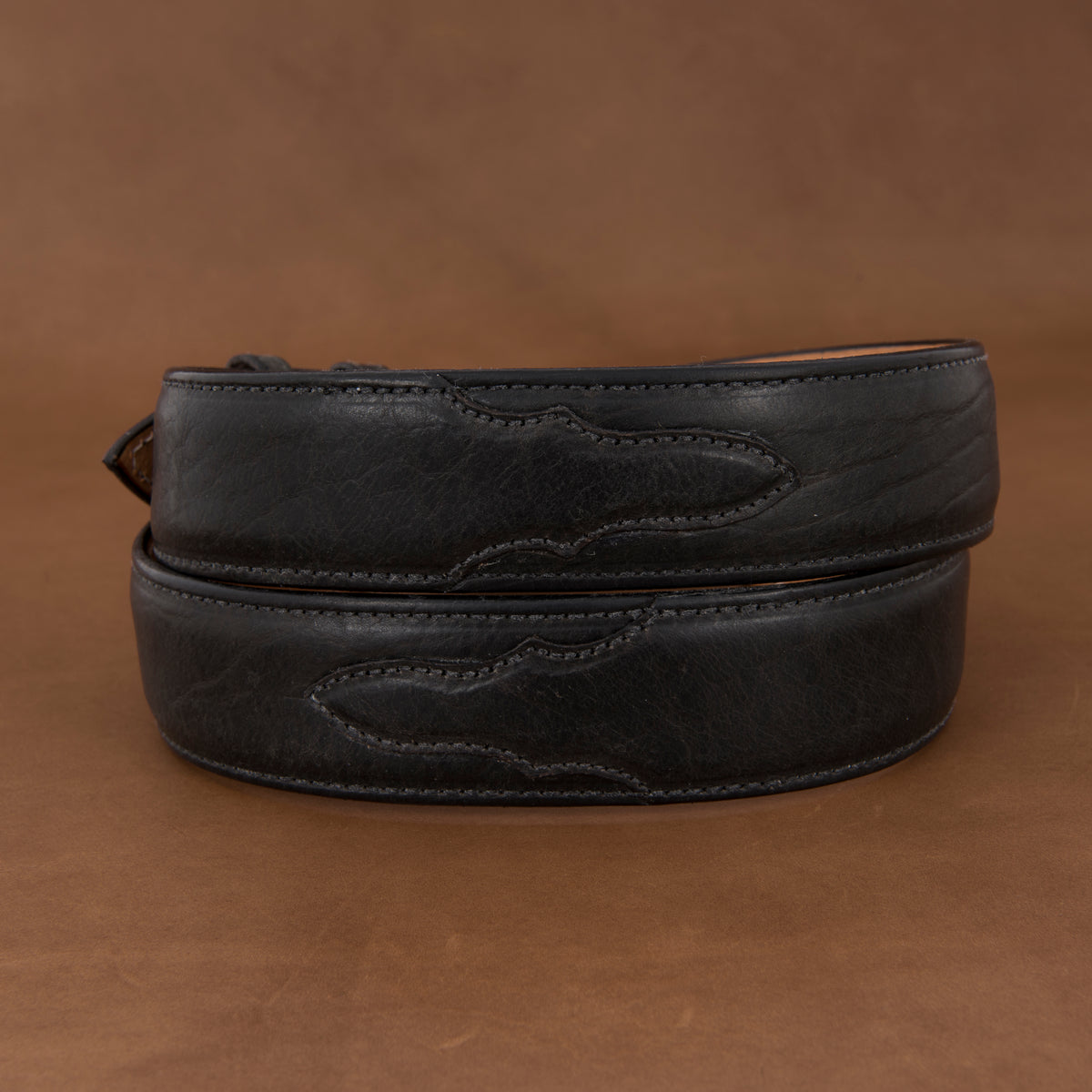 1 1/2" Black Bison Belt With Billets