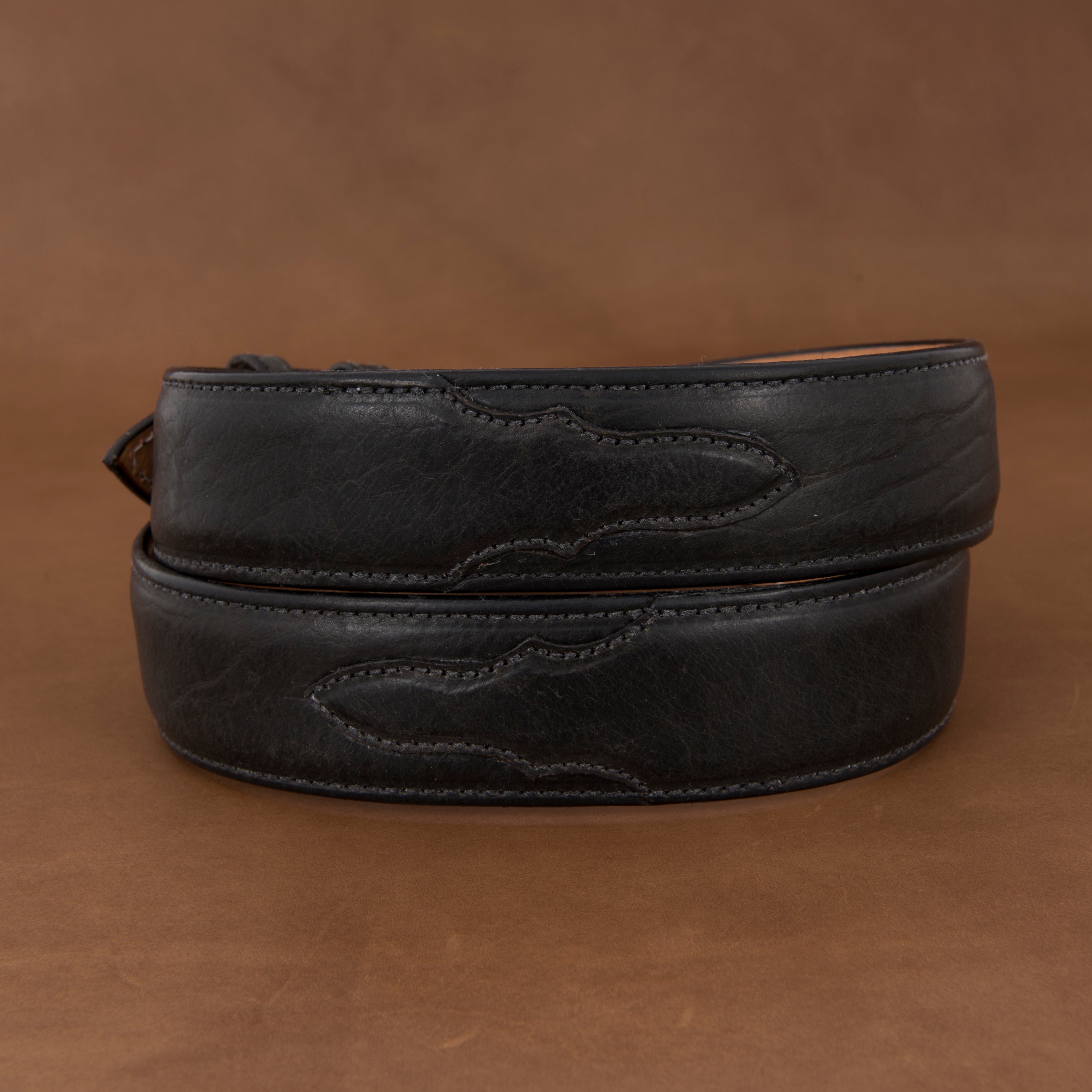 1 1/2" Black Bison Belt With Billets