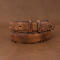 1 1/2" Cognac Bison Belt With Billets