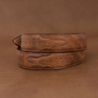 1 1/2" Cognac Bison Belt With Billets