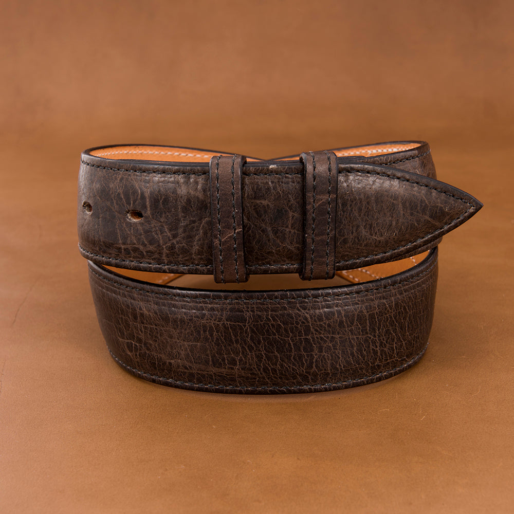 1 1/2" Grey Bison Belt With Billets