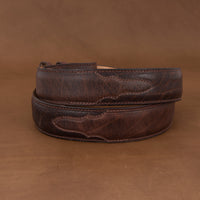1 1/2" Mocha Bison Belt With Billets