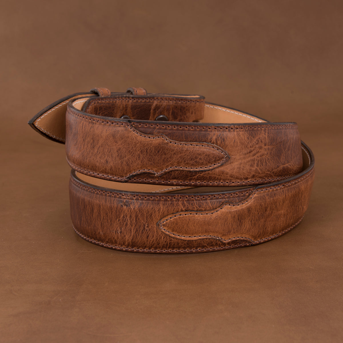 1 1/2" Whiskey Bison Belt With Billets